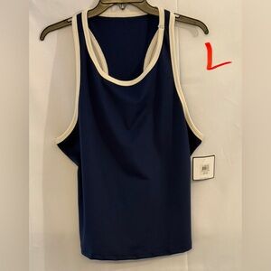 Laundry By Shelli Segal Dark Blue and Cream Tank Top